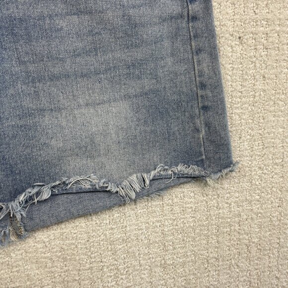 Kendall & Kylie Distressed Cut-Off Denim Mini Skirt Blue Raw Hem Casual Women’s - Picture 4 of 14